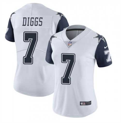 Women%27s Dallas Cowboys #7 Trevon Diggs White Thanksgiving Vapor Untouchable Limited Stitched Jersey
